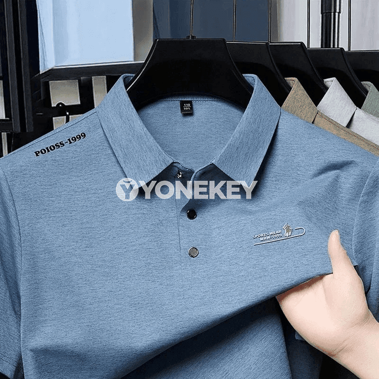 Erkekler üçin ýeňil, dem alýan polo futbolka, tomuslyk gündelik stil