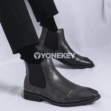 Erkekler üçin klassiki deri ankle botlar, gündelik we iş köwüşler