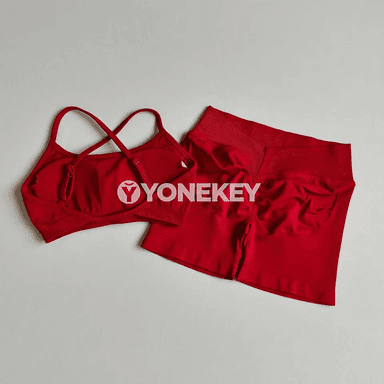 Aýalalar üçin tikinsiz ýoga kostýumy, sport bra we şortik toplumy