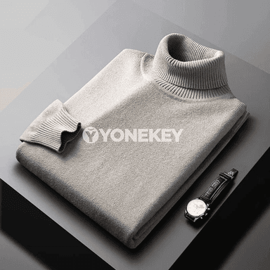 Erkekler üçin ýyly turtleneck sviter, tekiz reňkli uzyn ýeňli