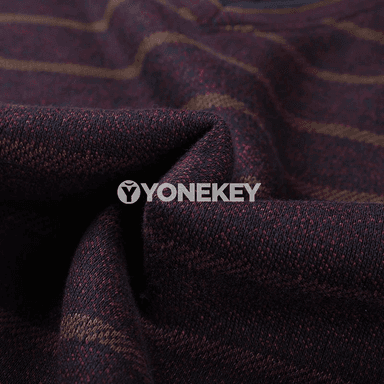 Erkekler üçin polo boýunly ýyly fleece switer, zolakly