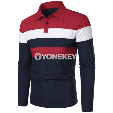 Erkekler üçin zolakly uzyn ýeňli köýnek, gündelik stil