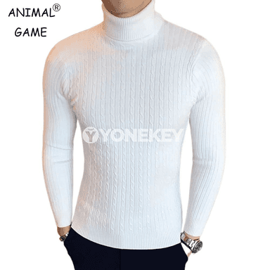 Erkekler üçin ýyly turtlenek boýunly switer, galyň, gündelik stil