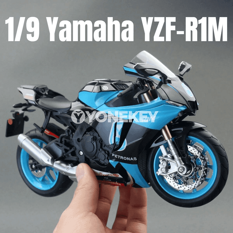 Yamaha YZF-R1M 1:9 metal motosikl modeli, kolleksiýa sowgady