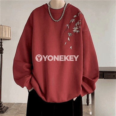 Erkekler üçin giň ölçegli çaply sweatshirt, uzyn ýeňli gündelik köýnek