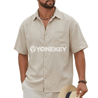 Erkekler üçin tomusky gysga ýeňli Hawaiian köýnek, ýeňil we rahat