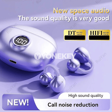 Earclip simsiz Bluetooth nauşnik, LED ekranly, mikrofonly