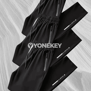 Erkekler üçin 3 bölek giň paçaly sport balaklary, elastik bili bilen