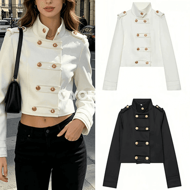 Zenanlar üçin slim turtleneck gysga kurtka, ýazky, uzyn ýeňli