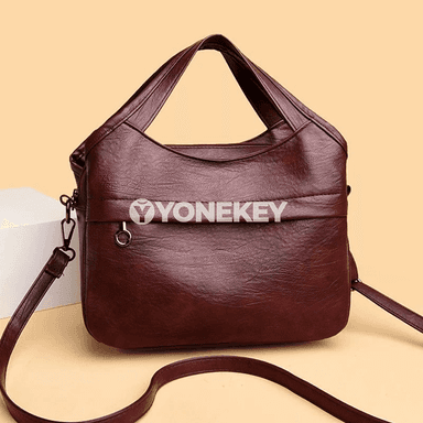 Zenanlar üçin vintage egin sumkasy, deri görnüşli elegant model
