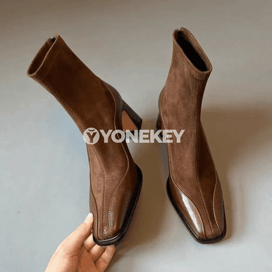 Aýal-gyzlar üçin ýazky ýokary ökçeli süýrü burunly botinkalar