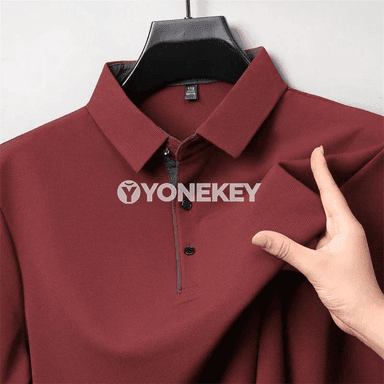 Erkekler üçin uzyn ýeňli polo köýnek, ähli pasyla laýyk amatly klassik stil