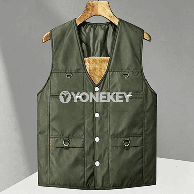 Erkekler üçin ýyly, galyň içli gündelik ýeňsiz jaket