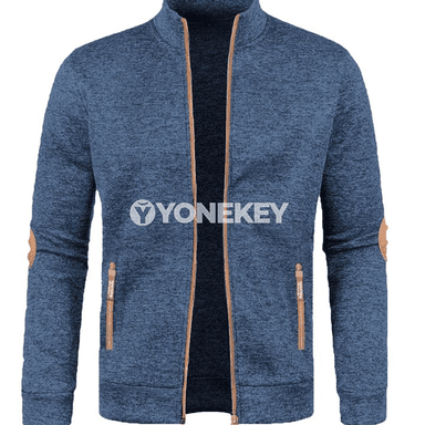 Erkekler üçin ýaz- güýz ziperli göni ýakaly trikotaž switer jaket