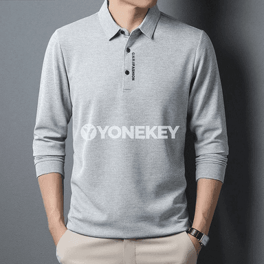 Erkekler üçin ýaz ýaz güýz polo köýnek, ýazgyly ýeňli model