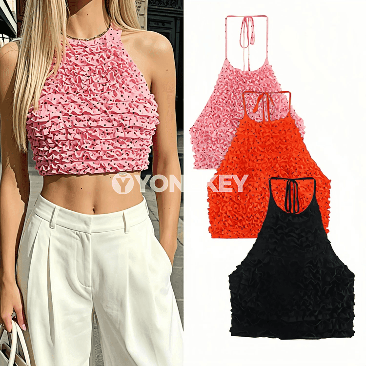 Aýallar üçin bezegli halter boýunly ýeňsiz top