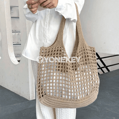 Zenanlar üçin örülen açyk large tote sumka, tomuslyk egin sumkasy