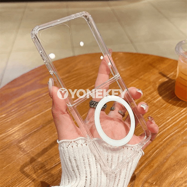 Samsung Z Flip/Z Fold üçin açyk akril Magsafe gorag gapagy