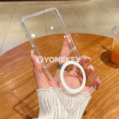 Samsung Z Flip/Z Fold üçin açyk akril Magsafe gorag gapagy