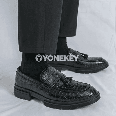 Erkekler üçin klassik deri loafers, slip-on, ofis we gündelik