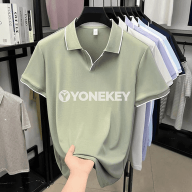 Erkekler üçin ýeňil, dem alýan polo köýnek, tomuslyk rahat stil