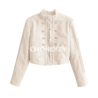 Zenanlar üçin vintage goşa düwmeli ýeňli penjek, ýazky stil