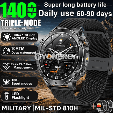 GUHUAVMI AK106 1.7" HD, 1400 mAh, 10ATM sport akylly sagat, Bluetooth jaň
