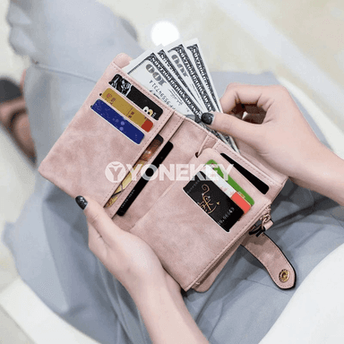 Zenanlar üçin döwrebap tri-fold pul gapjygy, telefonly kiçi sumka