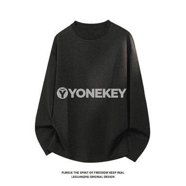 Erkekler üçin geometrik ýüzli uzyn ýeňli sweatshirt, giň kesim