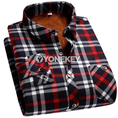 Erkekler üçin ýyly gyş köýnegi, galyň içki gatlakly, plus size