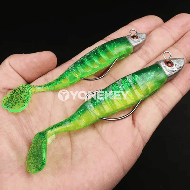 3 sany ýumşak balyk tutyş emeli, metal jig başly, 10cm / 13cm