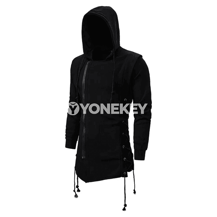 Erkekler üçin kapýuşonly rahat hudy, uzyn ýeňli, gündelik stil
