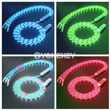 NNBILI 3-in-1 ýagty LED zarýad kabeli, çalt zarýad beriji