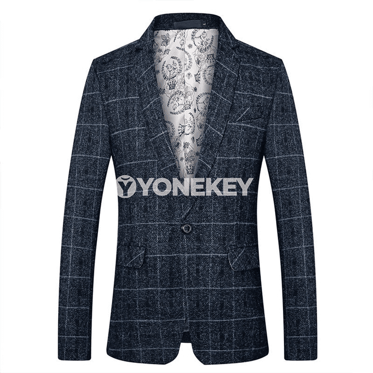 Erkekler üçin biznes-stil blazer, ýaz we güýz üçin klassik penjek