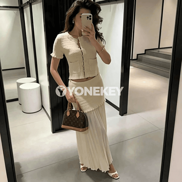 Zenanlar üçin tomusky 2 bölekli elegant trikotaj toplum