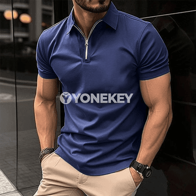 Erkekler üçin zipperli polo futbolka — tomusky rahat model