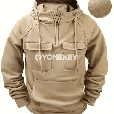Erkekler üçin vintage oversize kapýuşonly hudi, zipli