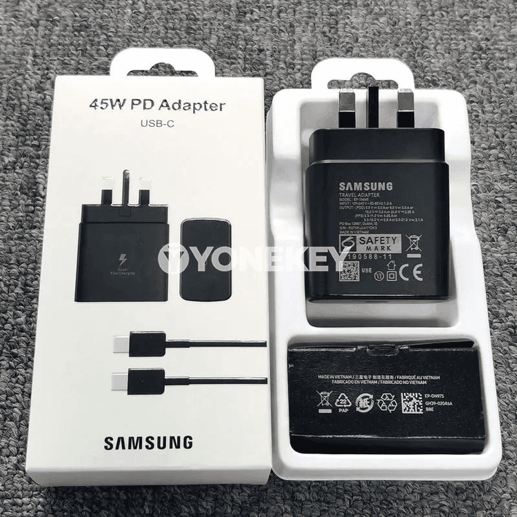 Samsung Galaxy üçin 45W UK çalt zarýad beriji adapter, Type-C kabel bilen