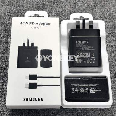 Samsung Galaxy üçin 45W UK çalt zarýad beriji adapter, Type-C kabel bilen