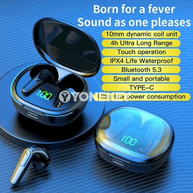 TWS Bluetooth 5.3 simsiz nauşnikler, mikrofonly, sport üçin