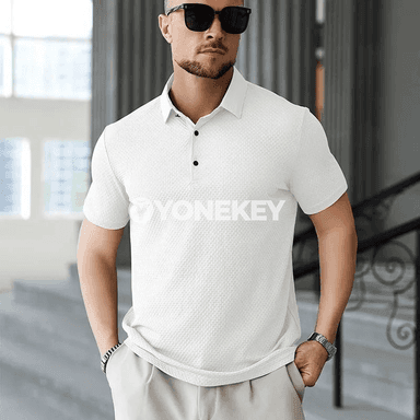 Erkekler üçin ýeňil, dem alýan polo futbolka, ýaz-tomus üçin