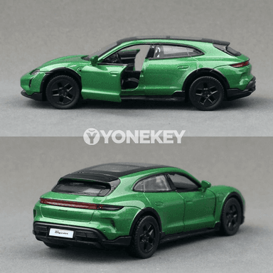 Porsche Taycan Turbo S 1:36 metal awtoulag modeli, sesli we ýagtyly