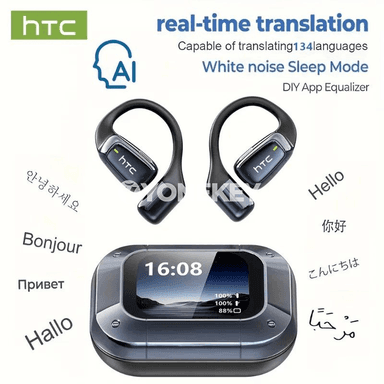 HTC NE25 AI terjimeçi nauşnikler, LCD duýgur ekranly, sport üçin simsiz