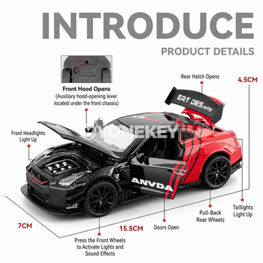 Nissan GTR R35 Nismo 1:32 sesli we yşykly metal model awtoulag