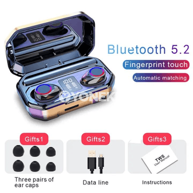 M12 TWS simsiz nauşnik, LED görkeziji, Bluetooth 5.3, ses peseldiji