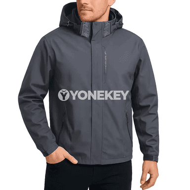Suw geçirmeýän ýeňil erkek plýaşka jaket, kapýuşonly