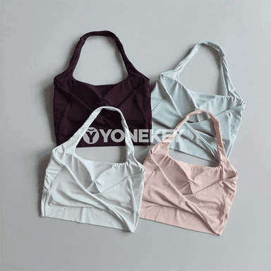 Aýal sporty bra: ýokary goldawly, arka açyk, ýoga we fitnes üçin