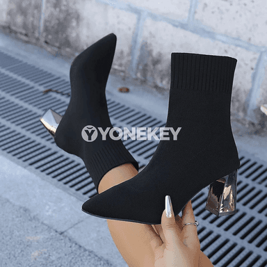 Aýal üçin ýokary ökçeli ýyly kuzowkalar, elastik, gündelik stil