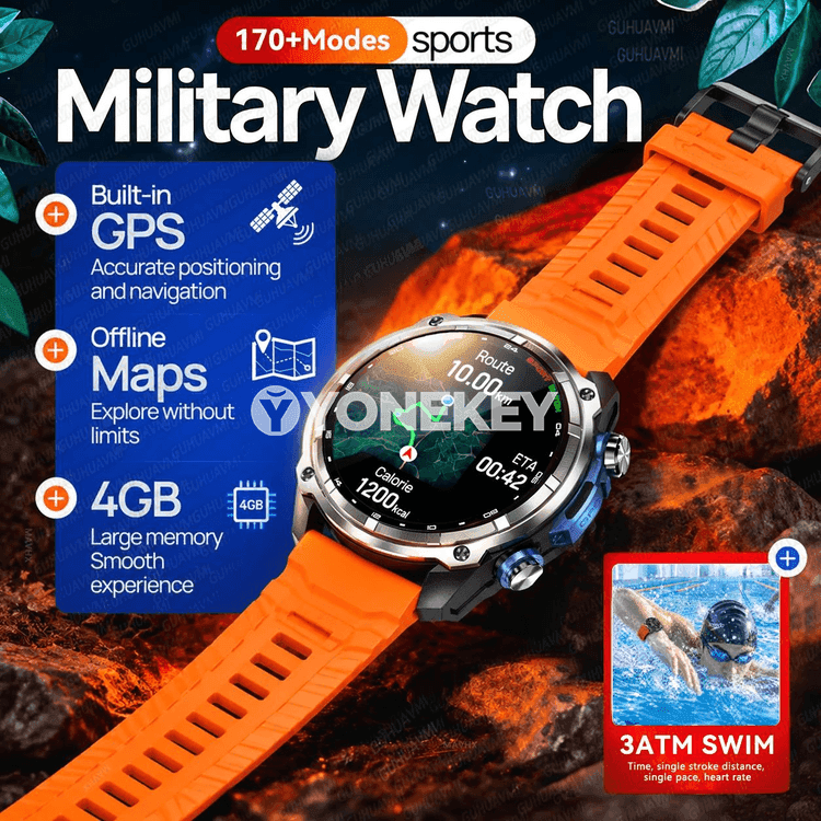 GPSli sport akylly sagat, 4GB ýat, suw geçirmez
