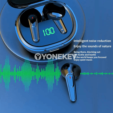 TWS Bluetooth 5.3 simsiz nauşnikler, mikrofonly, sport üçin